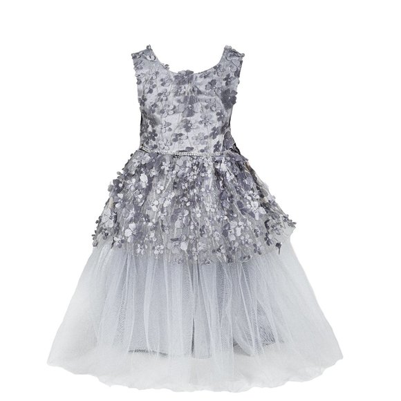 Girl's Floral Mesh Sleeveless Party Dress - Picture 1 of 1